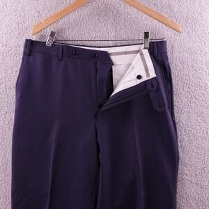 Canali Men's 100% Wool Tessuto Dress Pants Size 32x32 Navy Blue Made in Italy